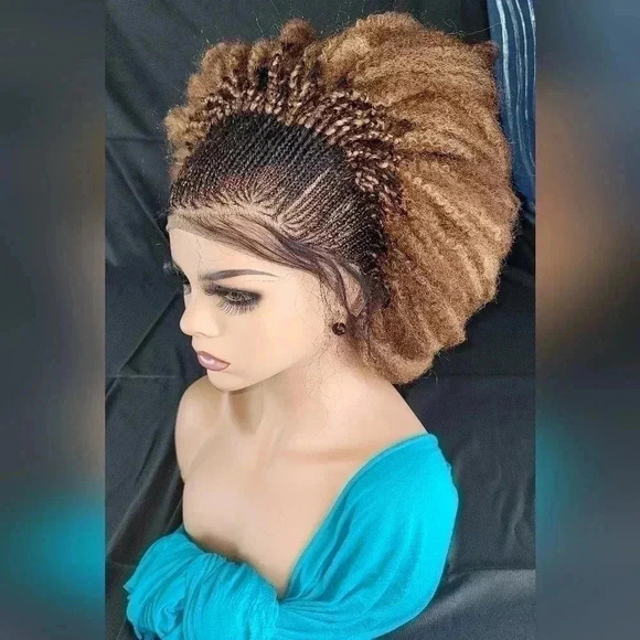 Gorgeous Braided  lace wig, short wig  ombre wigs, afro wig, 100% handmade  NWT - Picture 11 of 17